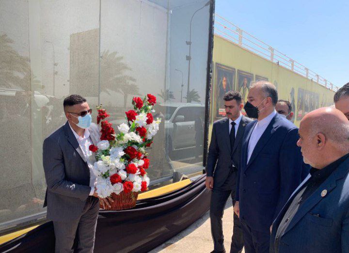 عبد اللهيان يزور موقع اغتيال سليماني والمهندس فور وصوله بغداد