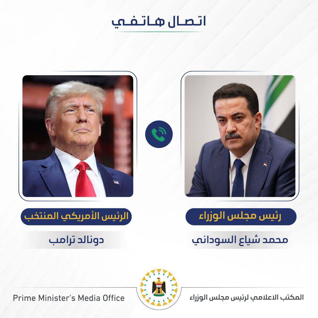 السوداني يتصل بـ"ترامب" ويقدم له التهنئة والأخير يريد لقاءه في القريب العاجل