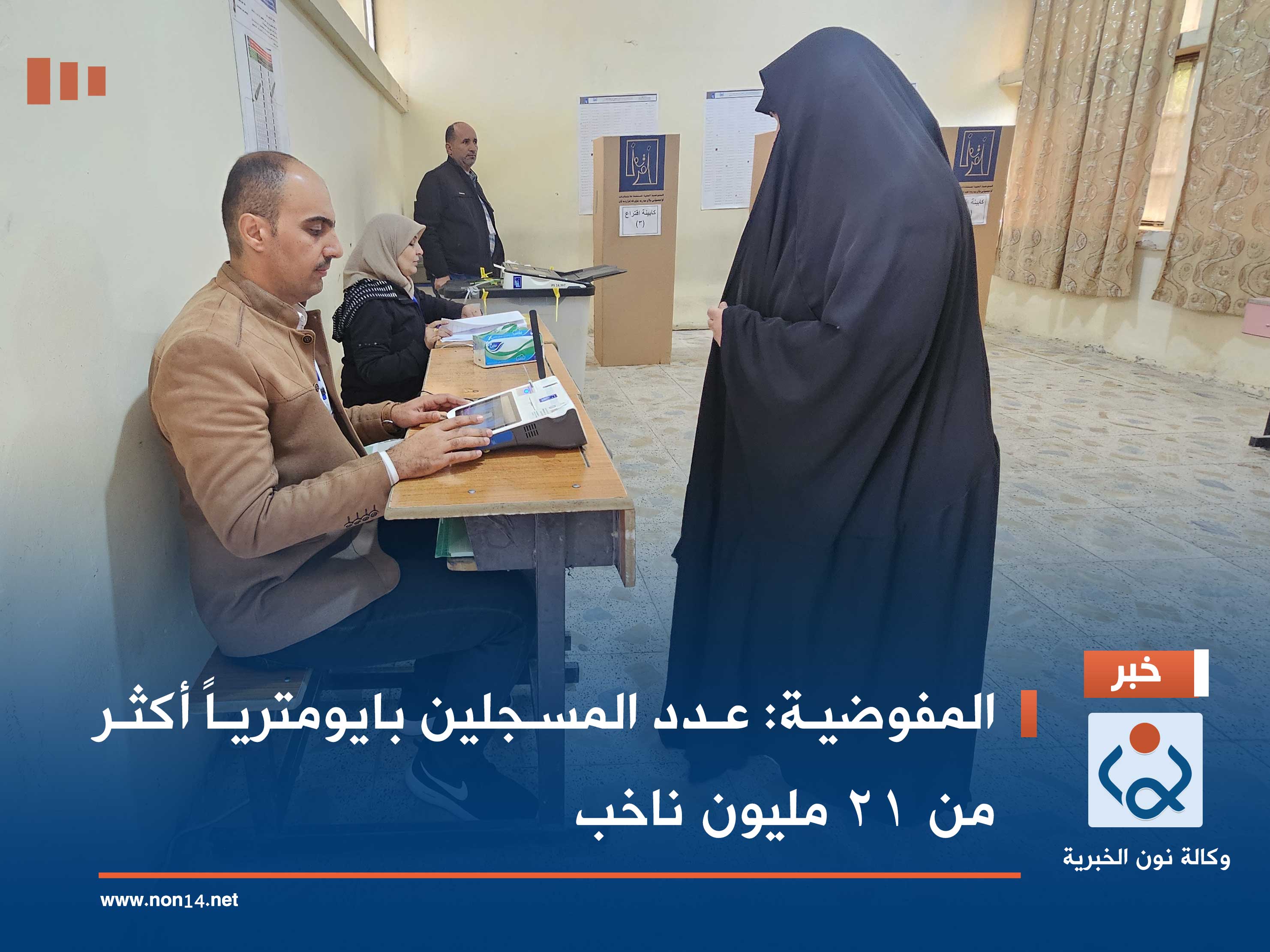 المفوضية: عدد المسجلين بايومترياً أكثر من 21 مليون ناخب