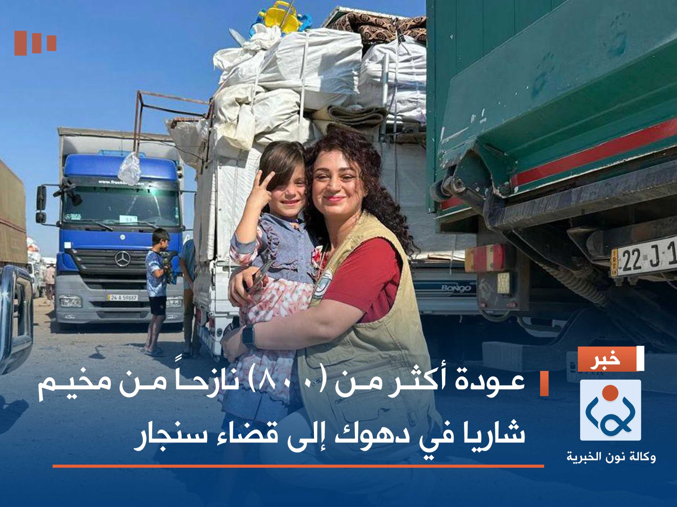 عودة أكثر من (800) نازحاً من مخيم شاريا في دهوك إلى قضاء سنجار