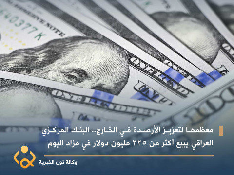 معظمها لتعزيز الأرصدة في الخارج.. البنك المركزي العراقي يبيع أكثر من 225 مليون دولار في مزاد اليوم