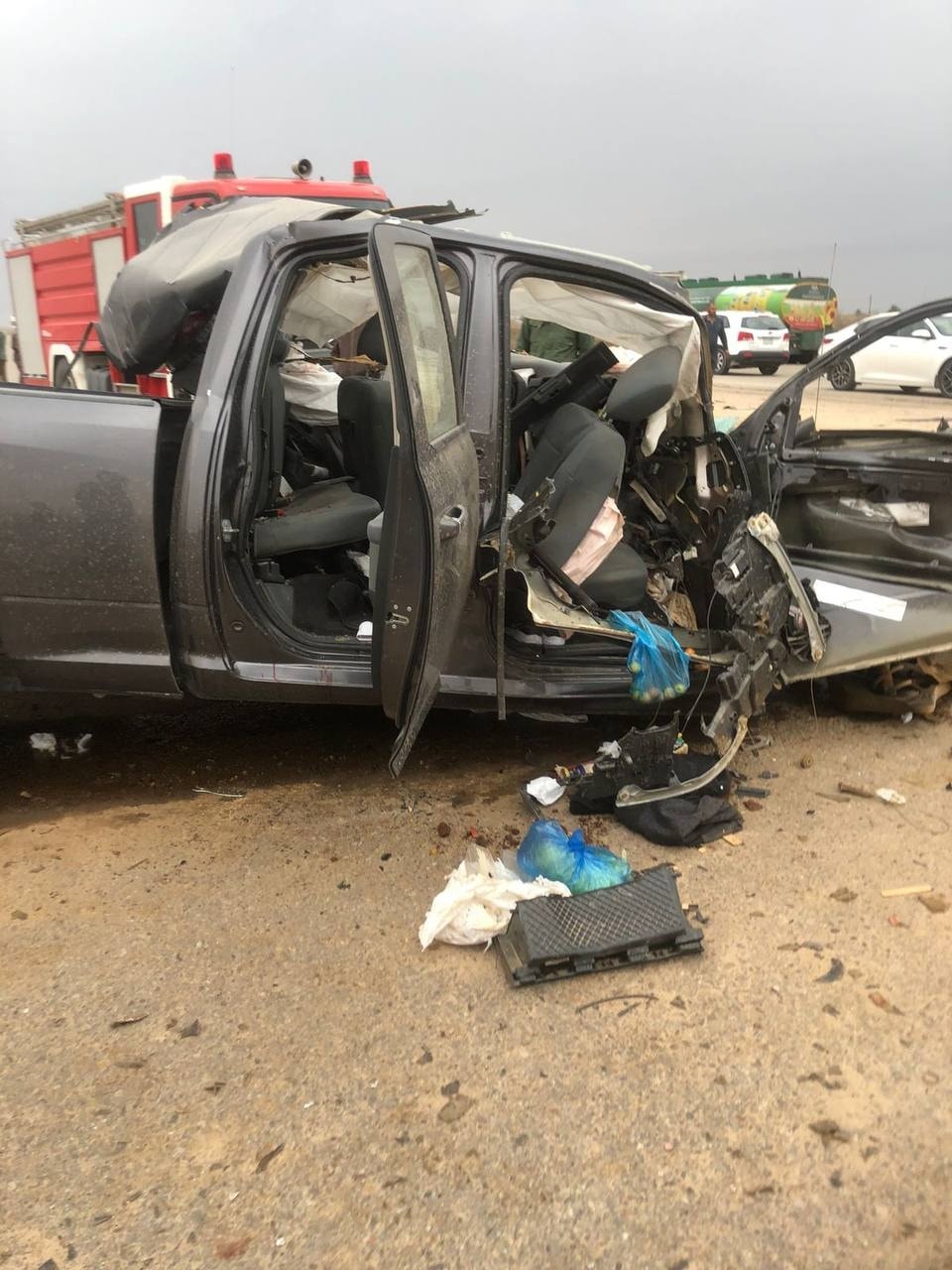 بالصور.. مصرع وإصابة 7 أشخاص بحادث سير مروّع في الديوانية
