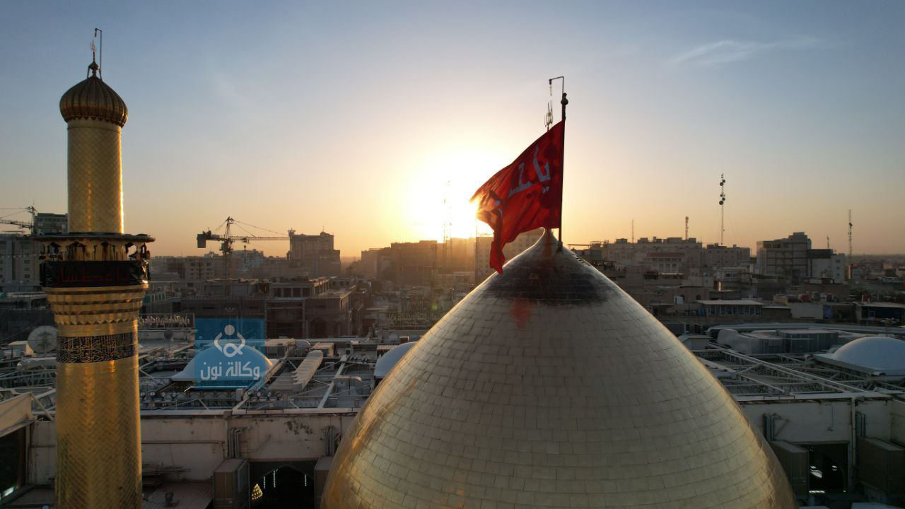 شاهد من الجو.. لحظات قبل اعلان الحزن في كربلاء