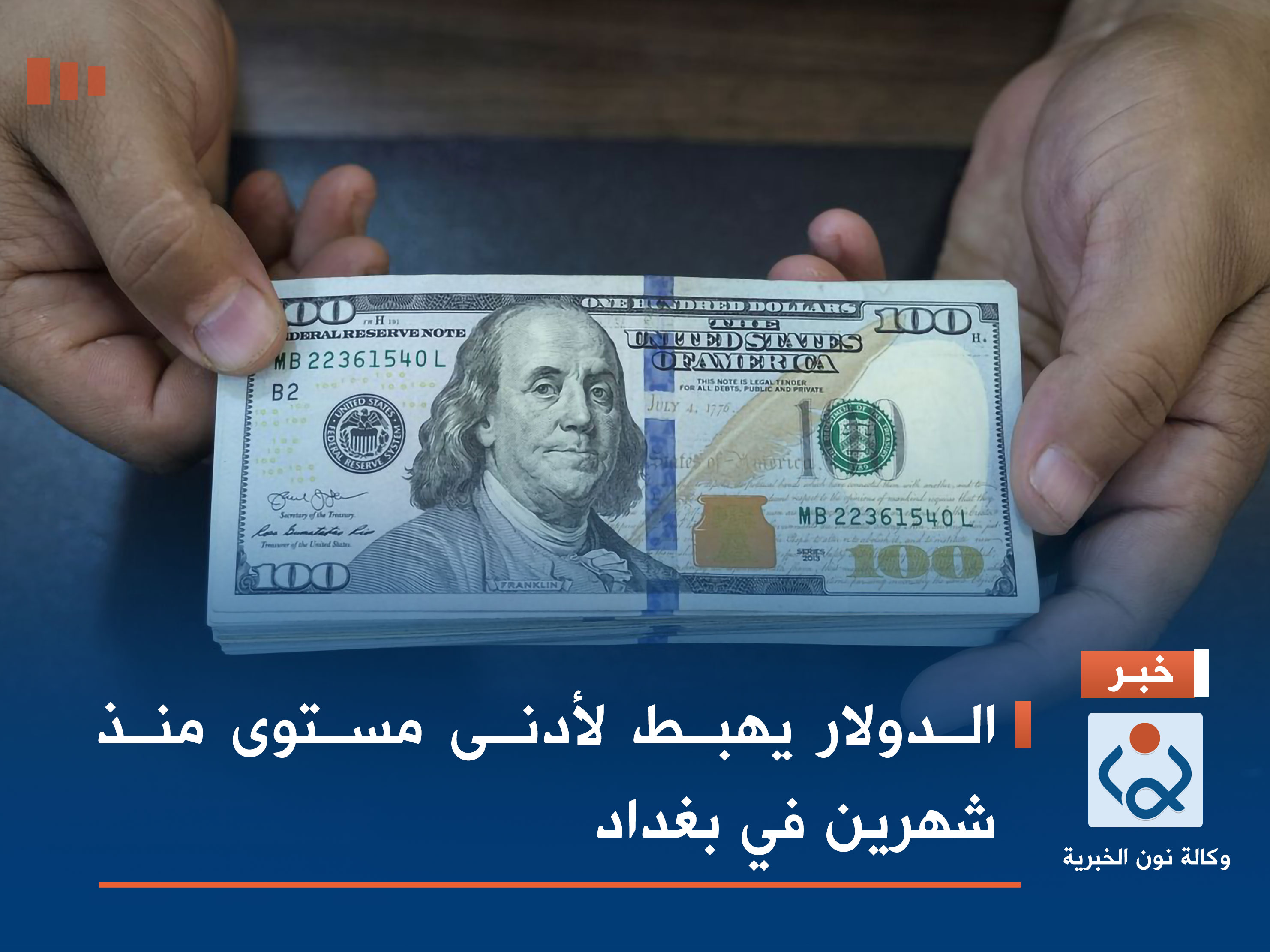 الدولار يهبط لأدنى مستوى منذ شهرين في بغداد