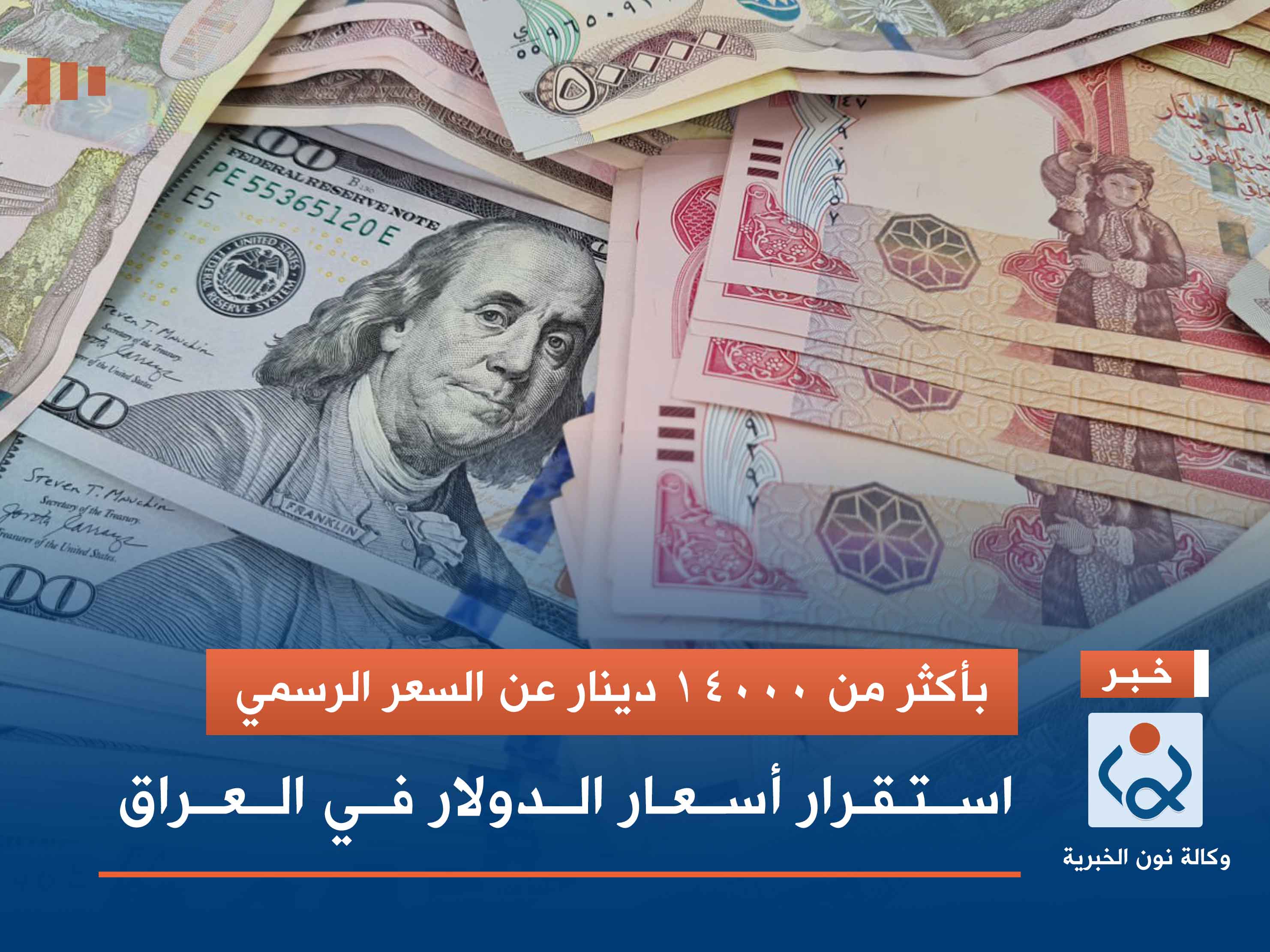 بأكثر من 14000 دينار عن السعر الرسمي.. استقرار أسعار الدولار في العراق