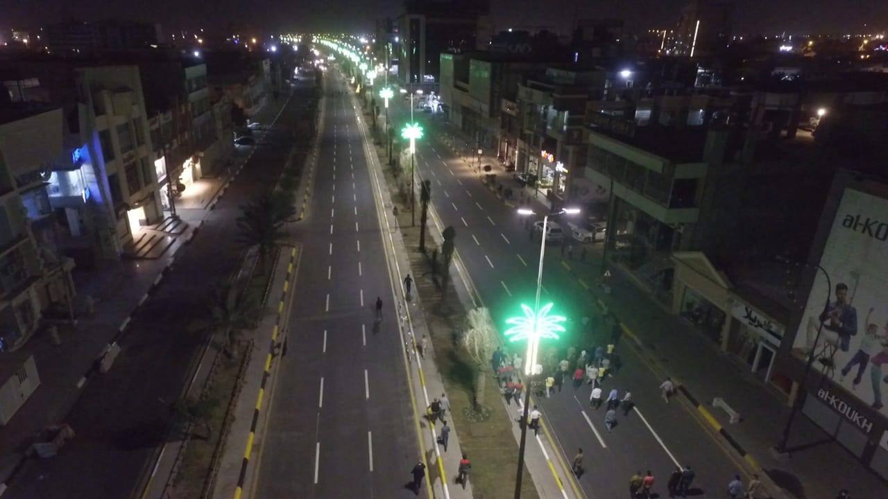 بالصور:تاهيل شارع السناتر وسط كربلاء خلال فترة حظر التجوال