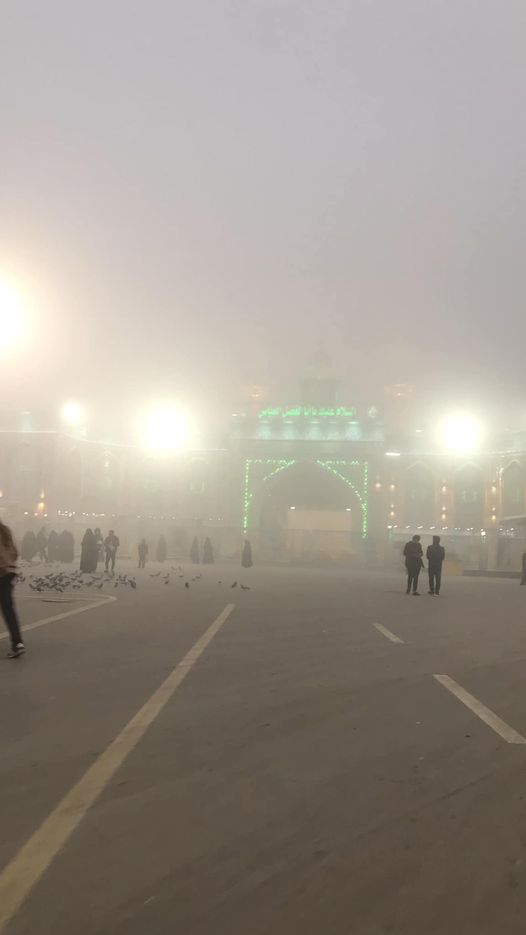 بالصور:ضباب كثيف يخيم اجواء محافظة كربلاء المقدسة