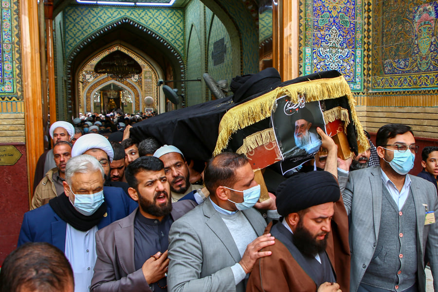 النجف:تشييع اية الله السيد رضي الشيرازي حفيد زعيم ثورة التنباك..مصور