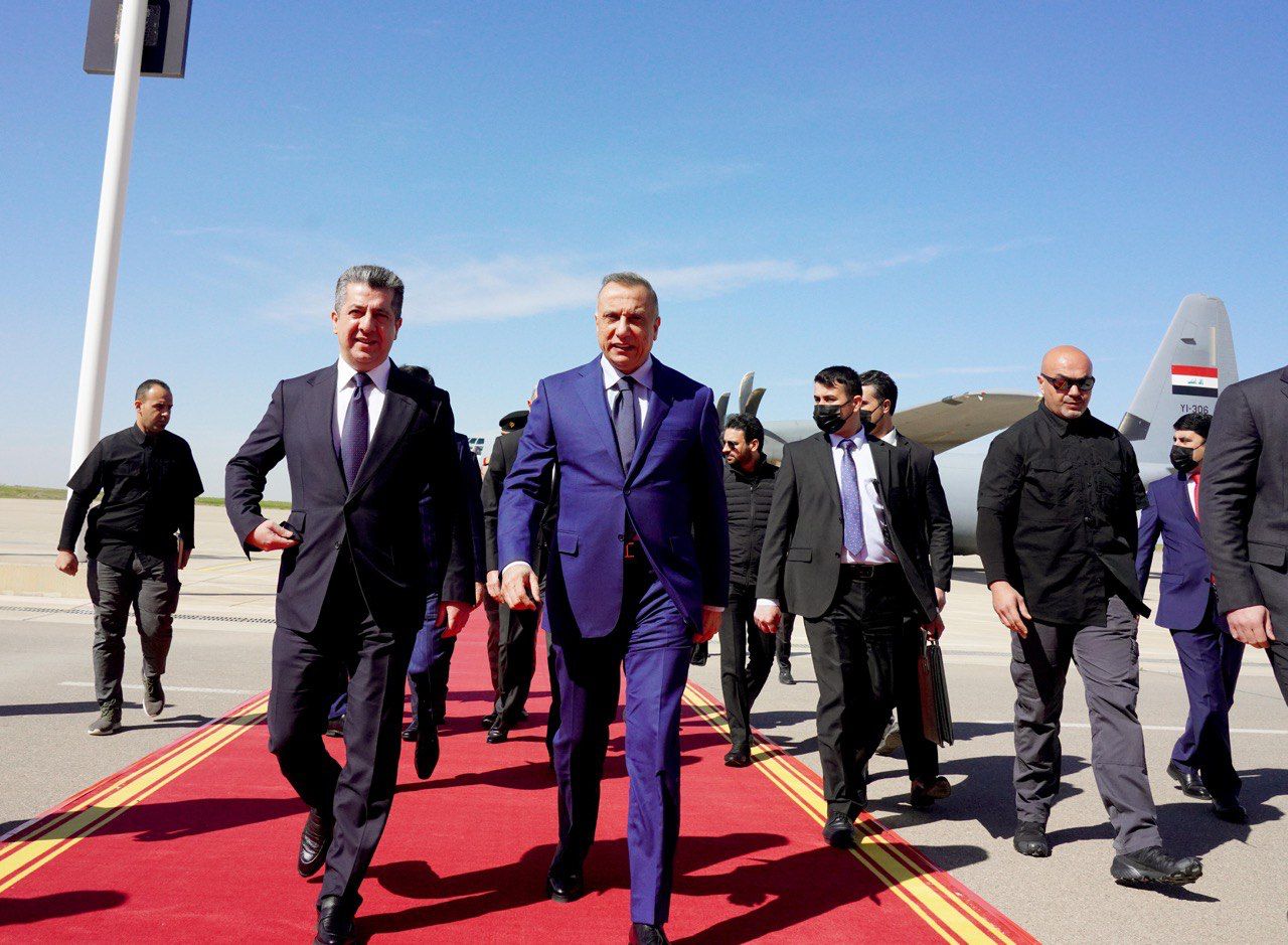 بالصور:الكاظمي يصل الى اربيل برفقة وزيري الداخلية والدفاع