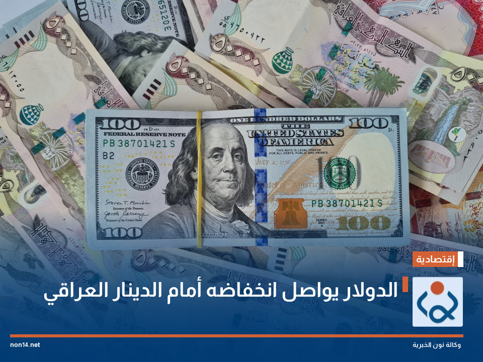 انخفاض الدولار في العراق إلى 152,500 دينار لكل 100 دولار مع استمرار التراجع التدريجي